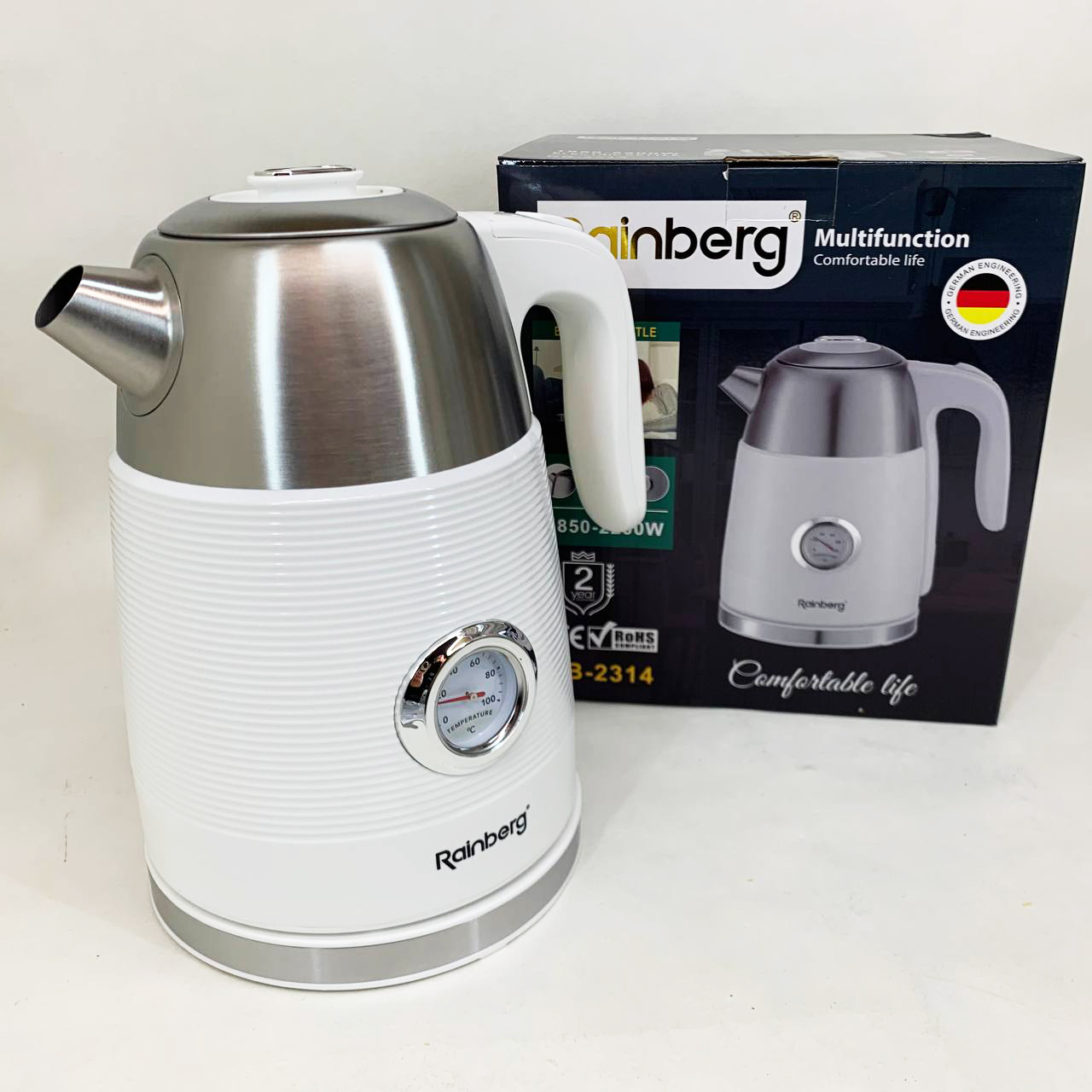 Чайник електричний з датчиком температури Rainberg RB-2314 2200Вт 1.7л White - Зображення 6