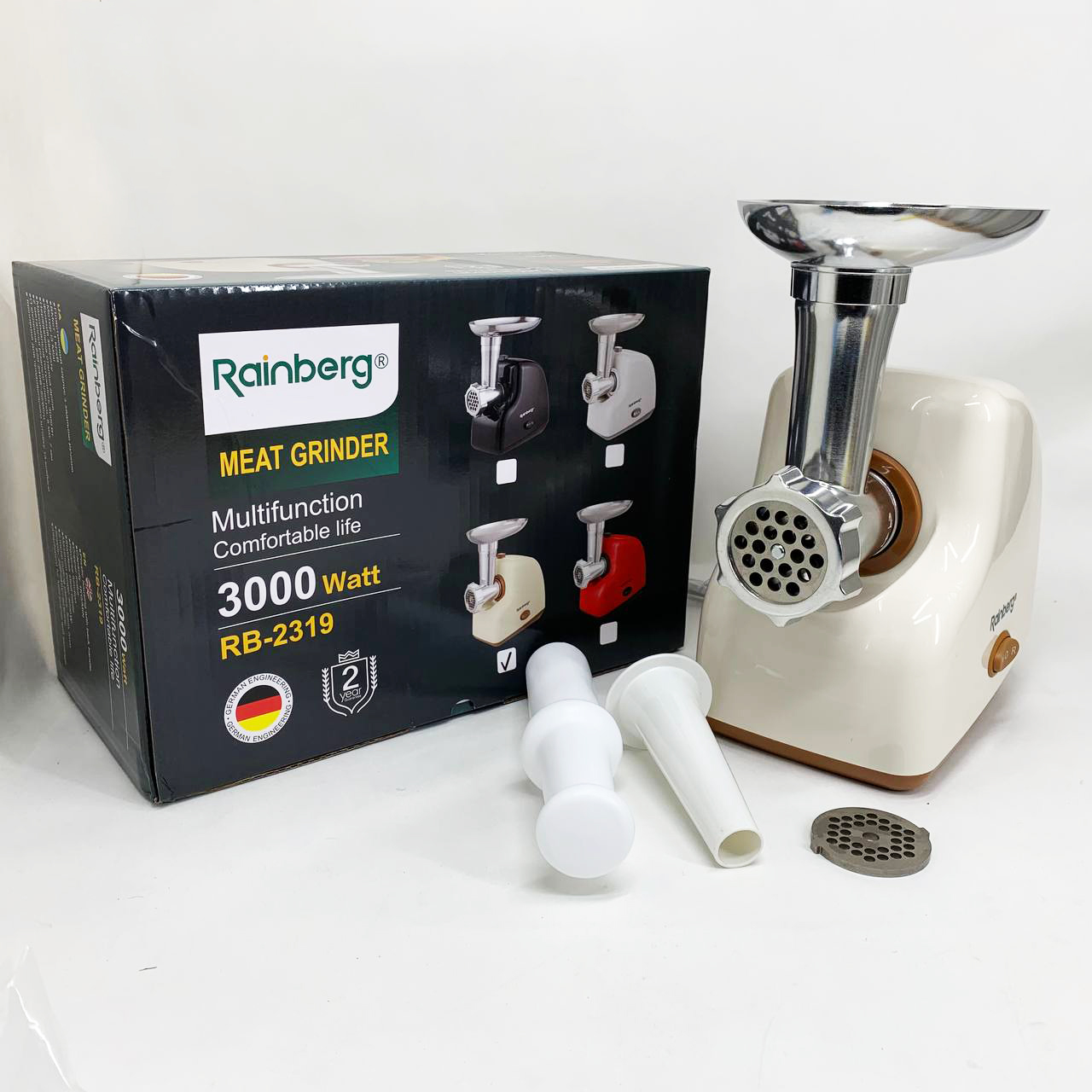 М'ясорубка електрична Rainberg RB-2319 із системою реверсу насадка куббе 3000Вт Beige 6 М'ясорубка електрична Rainberg RB-2319 із системою реверсу насадка куббе 3000Вт Beige - Зображення 6