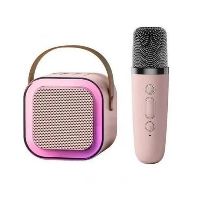 Портативна колонка з караоке мікрофоном та RGB підсвічуванням K12 10W Bluetooth. Колір: рожевий - Зображення 8