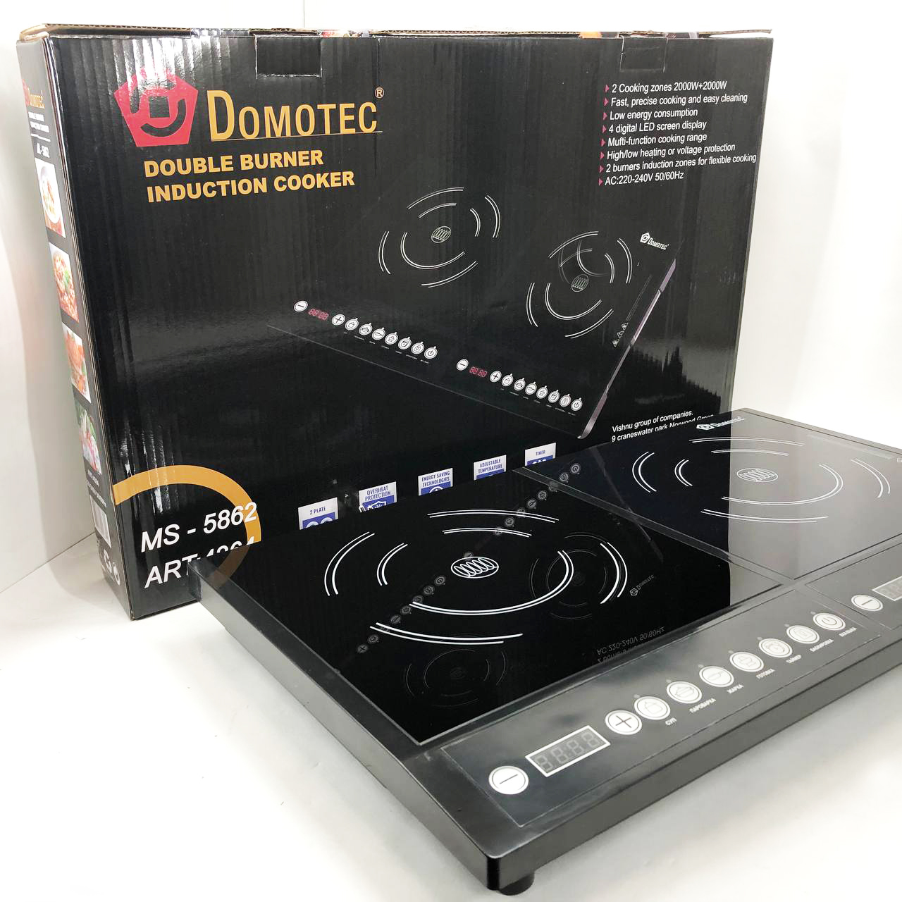 Плита індукційна настільна Domotec MS-5862 4000 Вт Електричні плити настільні двокомфоркові - Зображення 5