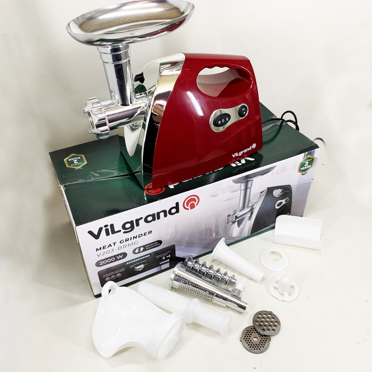 Електром'ясорубка ViLgrand V203-BRMG 2000Вт Red - Зображення 4