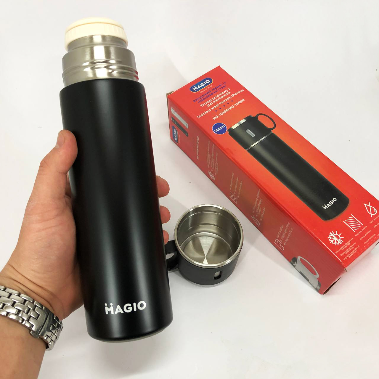 Термос MAGIO MG-1046B 0.5 л, Термос для спортсменів, Термокружка з вакуумною ізоляцією 5 Термос MAGIO MG-1046B 0.5 л, Термос для спортсменів, Термокружка з вакуумною ізоляцією - Зображення 5