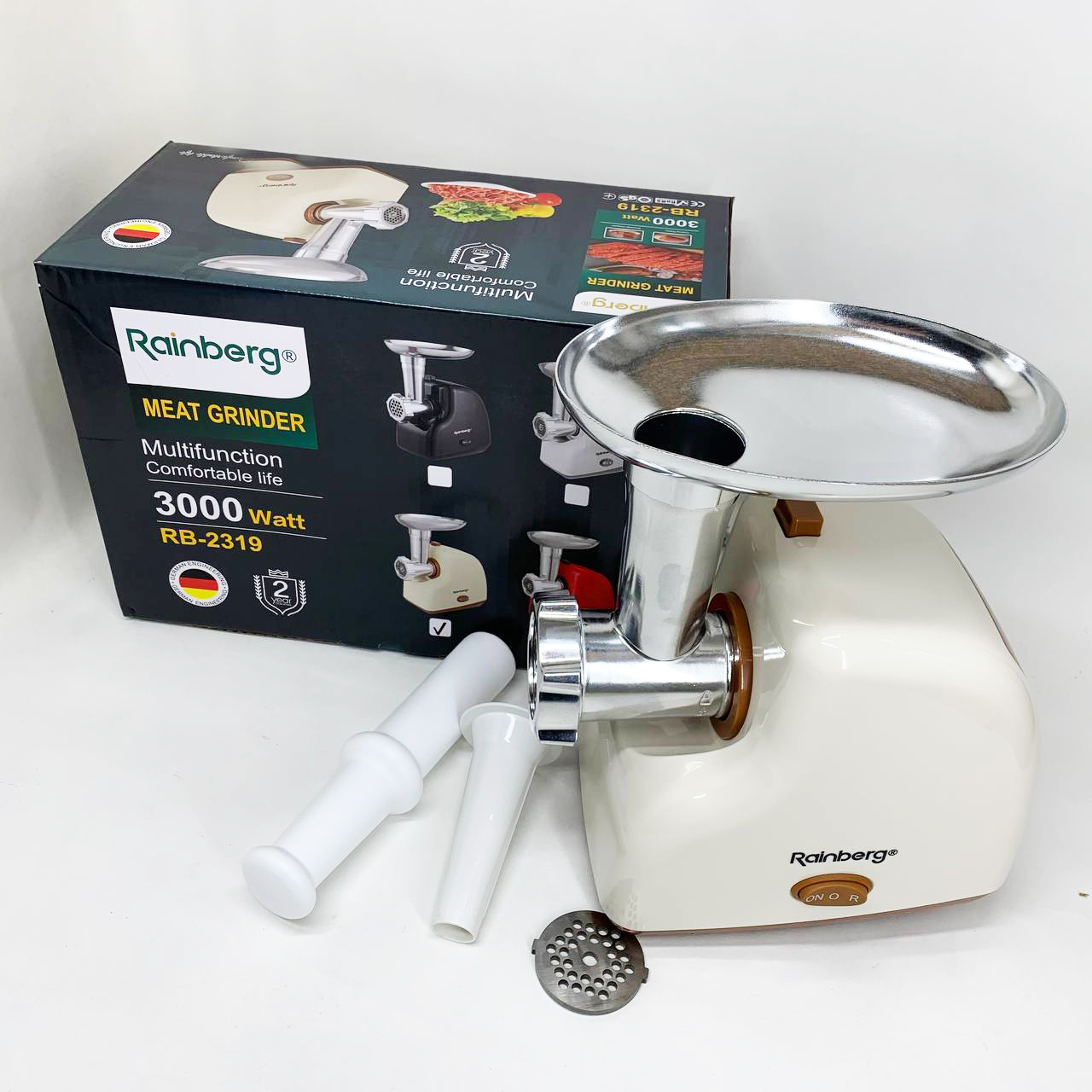 М'ясорубка електрична Rainberg RB-2319 із системою реверсу насадка куббе 3000Вт Beige 5 М'ясорубка електрична Rainberg RB-2319 із системою реверсу насадка куббе 3000Вт Beige - Зображення 5