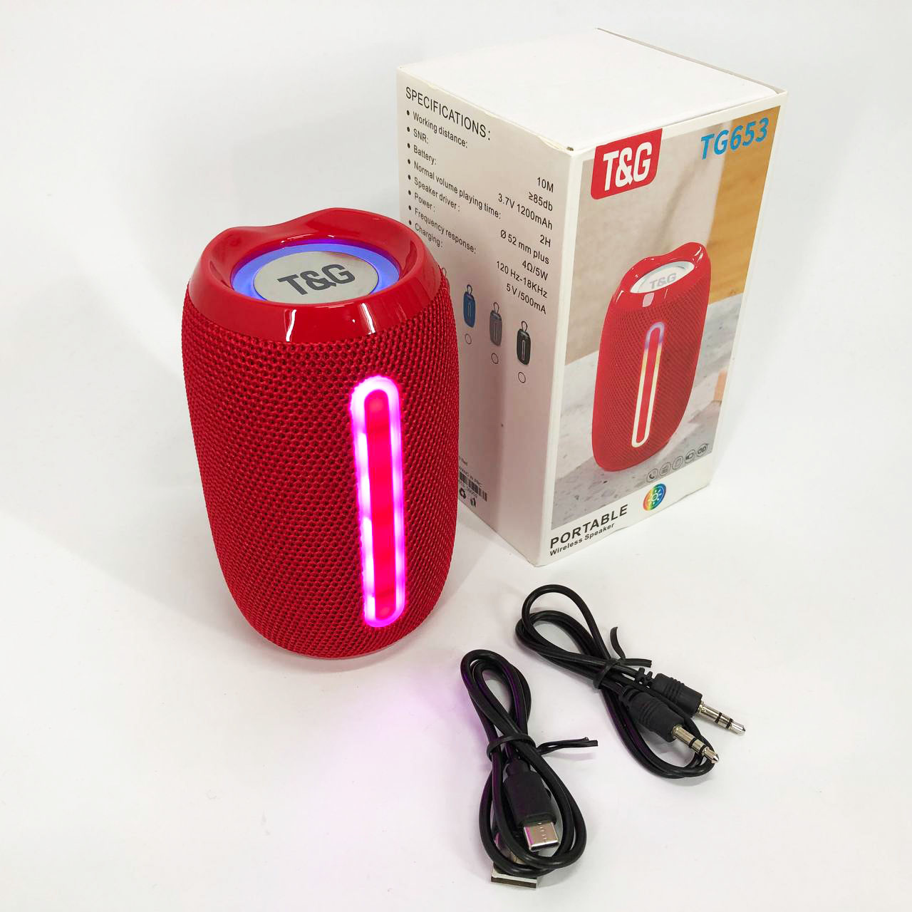 Портативна Bluetooth-колонка TG653 USB з ремінцем, потужна переносна акустична колонка. Колір: червоний 5 Портативна Bluetooth-колонка TG653 USB з ремінцем, потужна переносна акустична колонка. Колір: червоний - Зображення 5