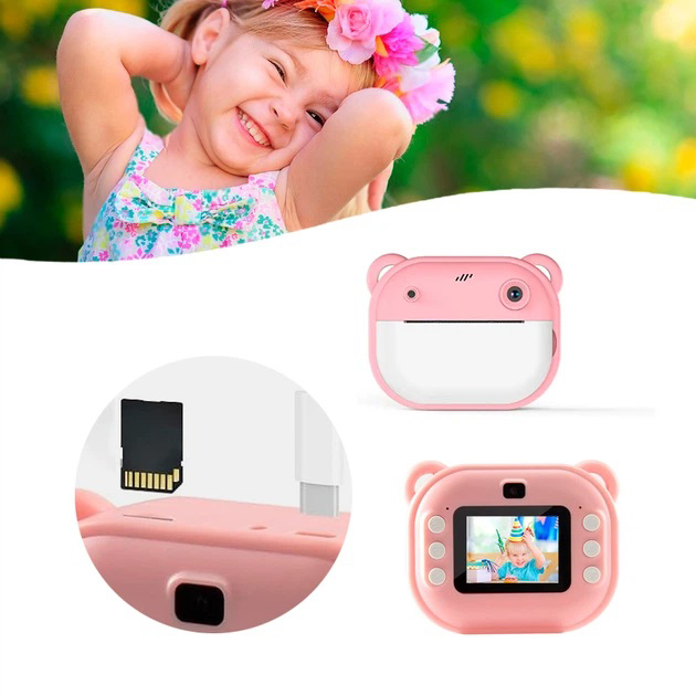 Дитячий фотоапарат миттєвого друку Y600 Pink - Зображення 5