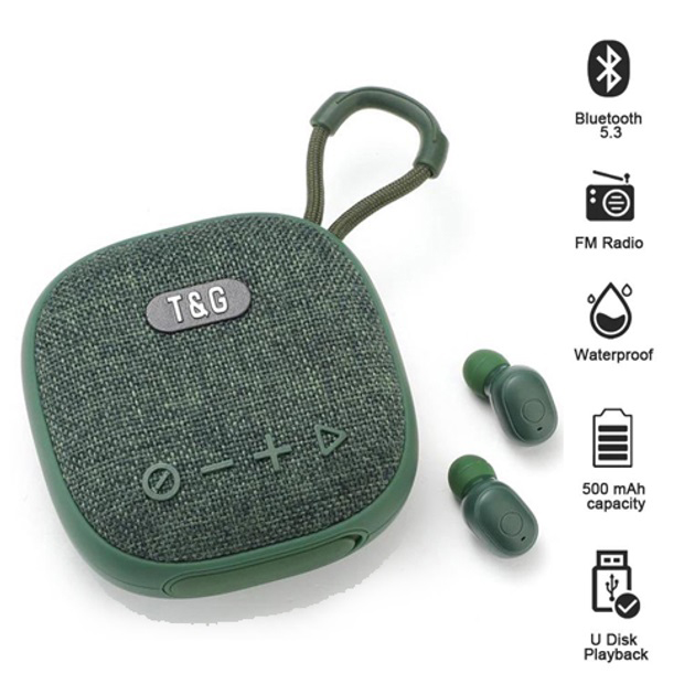 Колонка-Bluetooth із навушниками TG813. Колір: зелений - Зображення 4