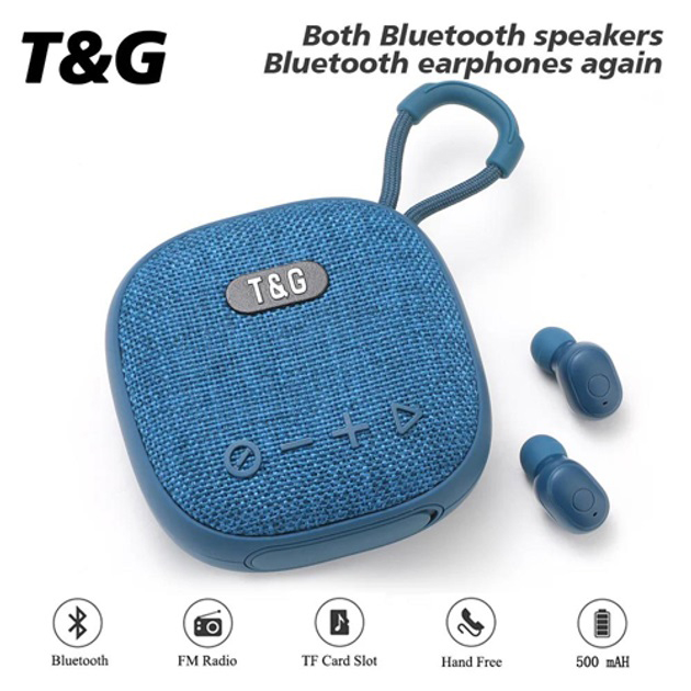 Колонка-Bluetooth із навушниками TG813. Колір: синій - Зображення 5