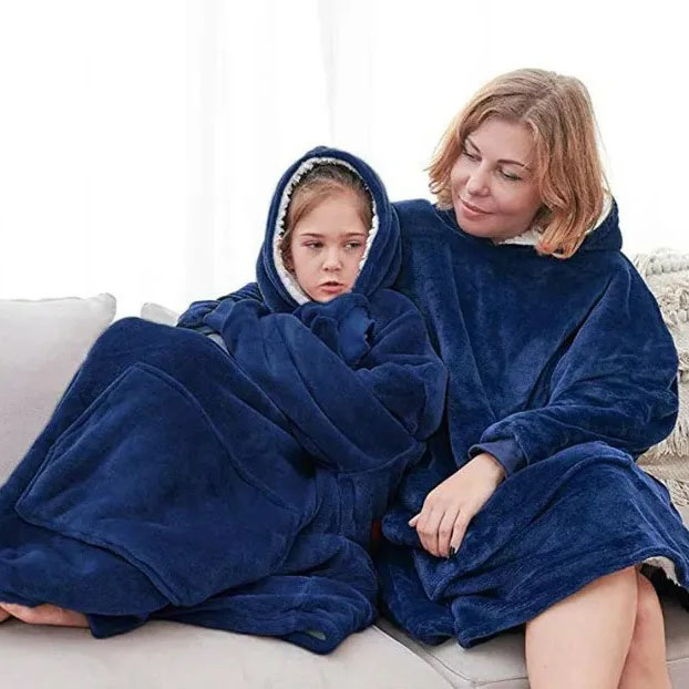Толстовка плед з капюшоном і рукавами Huggle Hoodie оверсайз Blue - Зображення 8