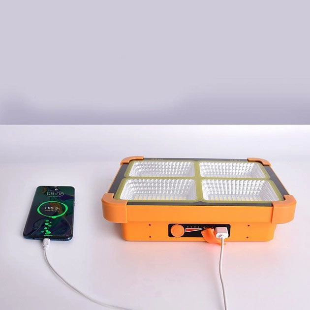 Потужний ліхтар - прожектор із сонячною панеллю та функцією Power bank Solar LED light 12000 mAH - Зображення 8