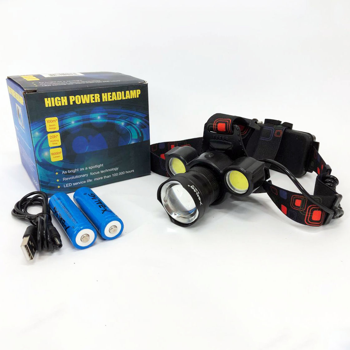 Налобний акумуляторний ліхтар HeadLight BL-001 діод T6+Cob, Налобний ліхтарик з USB зарядкою, з лінзою - Зображення 8
