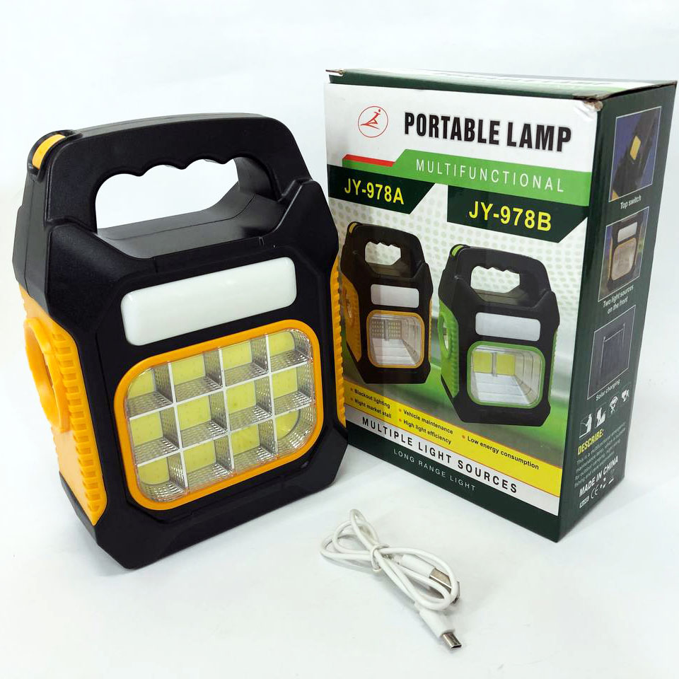 Ліхтар переносний JY-978D-LED+12COB, power bank, ліхтар світлодіодний прожектор. Колір: жовтий - Зображення 8