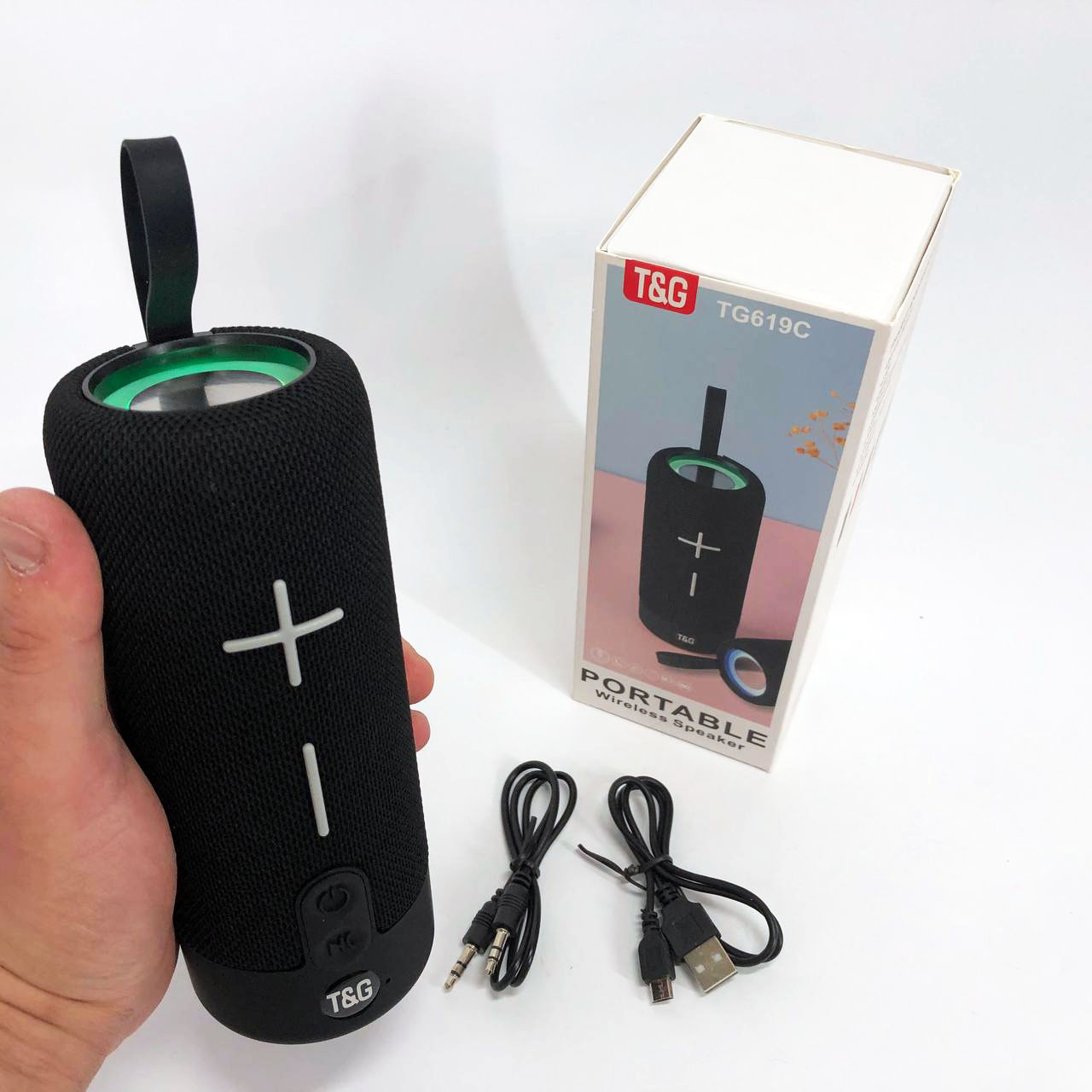 Портативна Bluetooth колонка TG619C FM-радіо USB/TF з ремінцем, Колонка для музики. Колір: чорний - Зображення 3