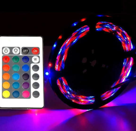 Комплект Світлодіодна стрічка багатобарвна 3528 RGB комплект 5м з пультом 4 Комплект Світлодіодна стрічка багатобарвна 3528 RGB комплект 5м з пультом - Зображення 4