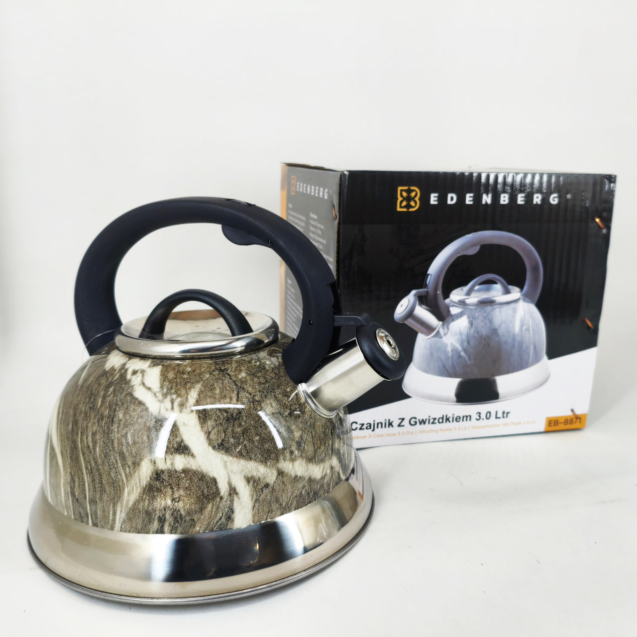 Чайник Edenberg EB-8871 із нержавіючої сталі зі свистком 3л Gray 6 Чайник Edenberg EB-8871 із нержавіючої сталі зі свистком 3л Gray - Зображення 6