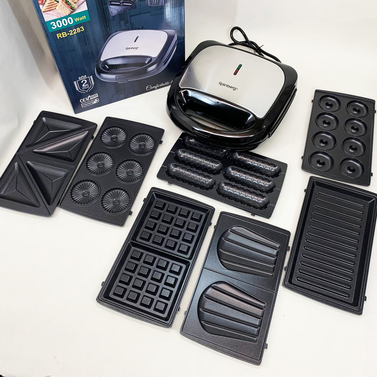 Електрична бутербродниця мультимейкер 8 в 1 Rainberg RB-2283 3000Вт із змінними насадками 3 Електрична бутербродниця мультимейкер 8 в 1 Rainberg RB-2283 3000Вт із змінними насадками - Зображення 3