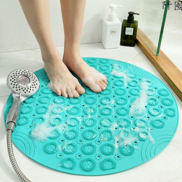Круглий нековзний килимок для душу Massage Foot Rad зі щіткою для стоп - Зображення 5