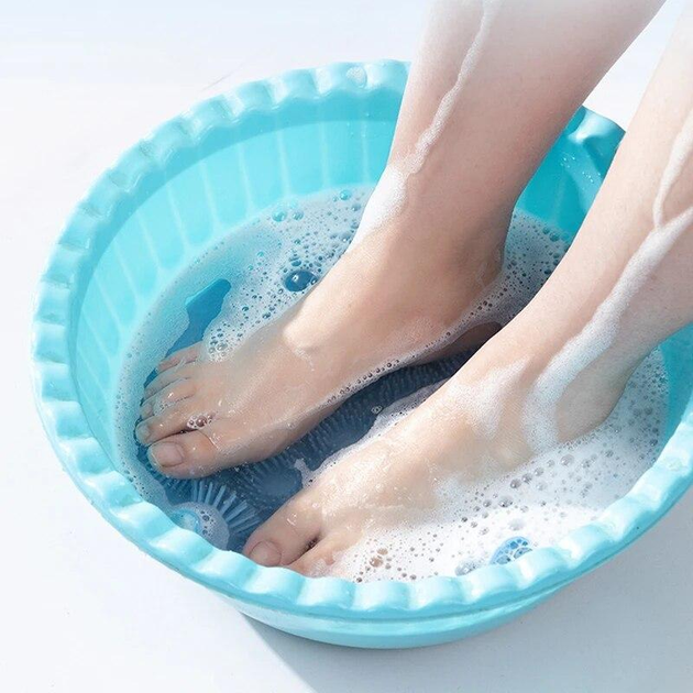 Кругла силіконова щітка - мочалка на присосках на стіну у ванну/душ Massage foot rad масажний протиковзкий килимок для ніг - Зображення 5