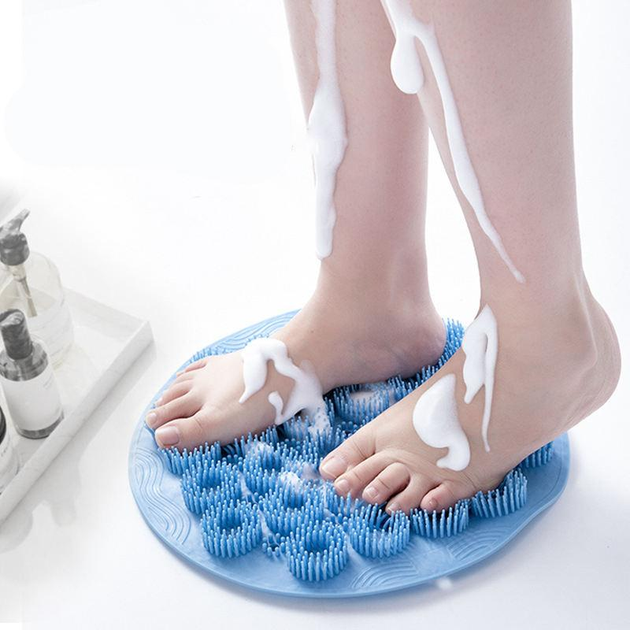 Кругла силіконова щітка - мочалка на присосках на стіну у ванну/душ Massage foot rad масажний протиковзкий килимок для ніг