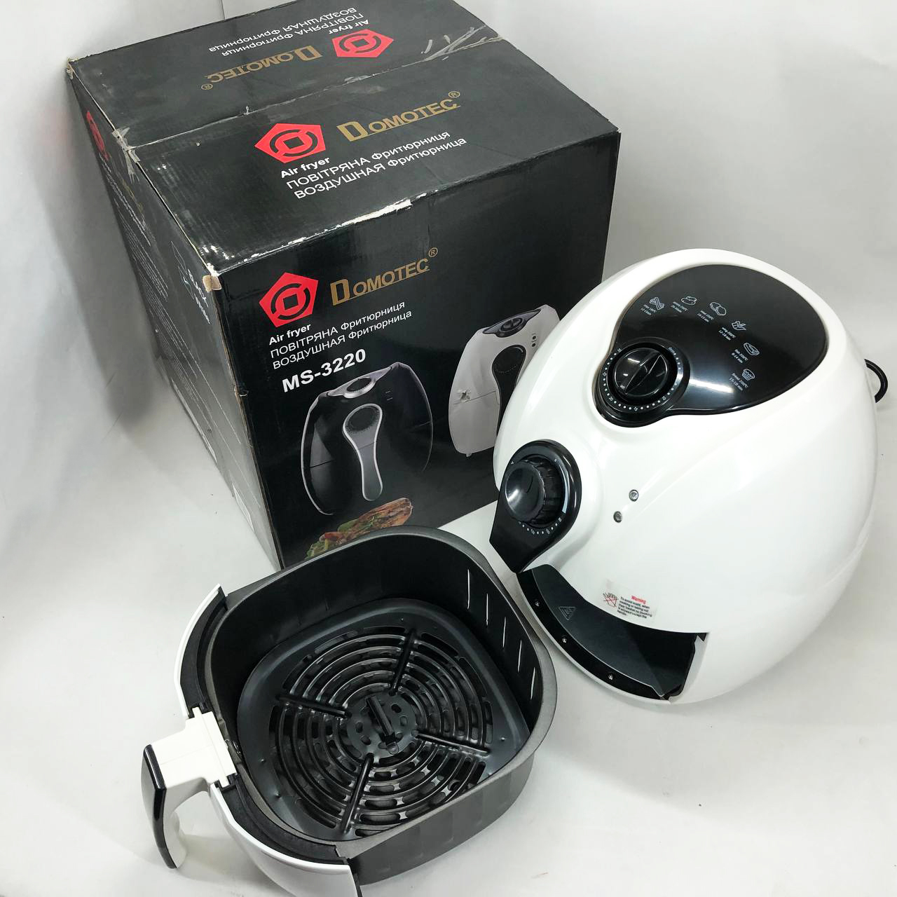 Аерофритниця Мультипіч Аерогриль Domotec MS-3220 1300Вт 4.5л Безмасляна з Таймером White 7 Аерофритниця Мультипіч Аерогриль Domotec MS-3220 1300Вт 4.5л Безмасляна з Таймером White - Зображення 7