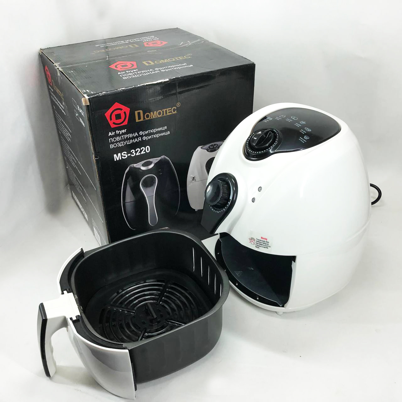 Аерофритниця Мультипіч Аерогриль Domotec MS-3220 1300Вт 4.5л Безмасляна з Таймером White 6 Аерофритниця Мультипіч Аерогриль Domotec MS-3220 1300Вт 4.5л Безмасляна з Таймером White - Зображення 6