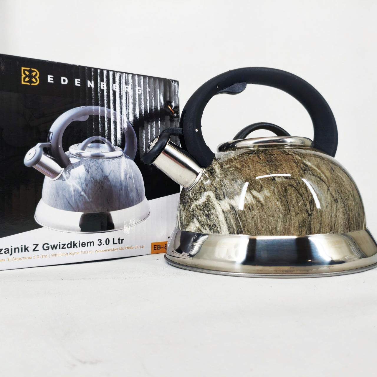 Чайник Edenberg EB-8871 із нержавіючої сталі зі свистком 3л Gray 3 Чайник Edenberg EB-8871 із нержавіючої сталі зі свистком 3л Gray - Зображення 3