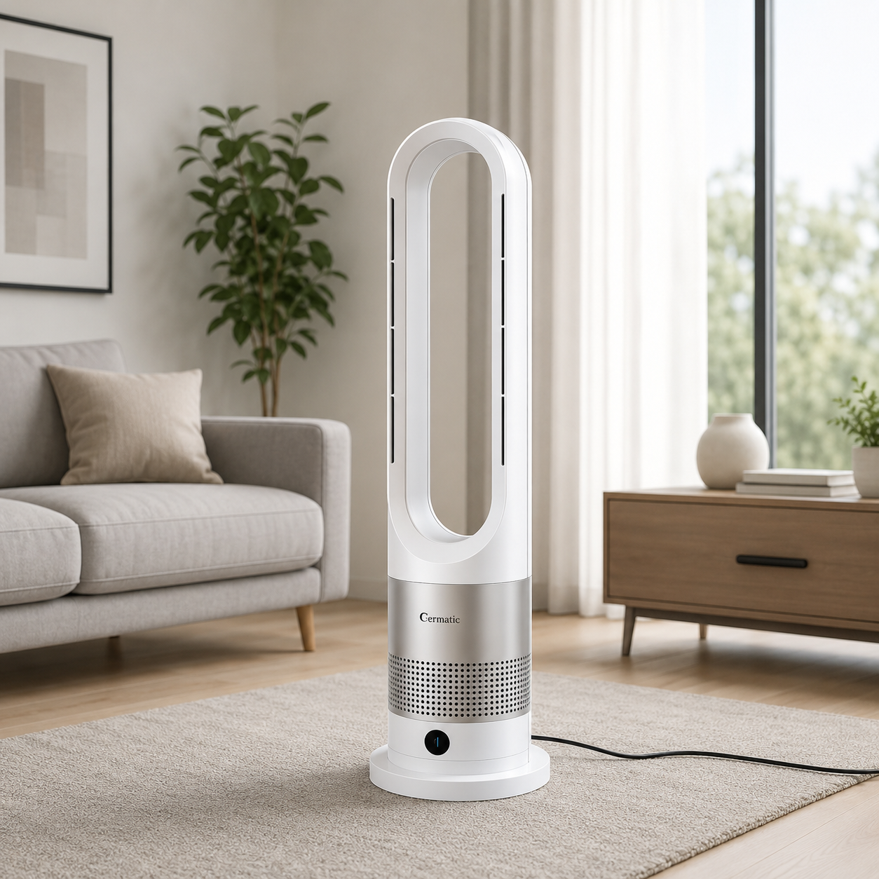 Мобільний безлопатевий вентилятор Germatic 2в1 автоповорот 80° / Кондиціонер зима-літо AM-030JR 1200W+ пульт ДУ 2 Мобільний безлопатевий вентилятор Germatic 2в1 автоповорот 80° / Кондиціонер зима-літо AM-030JR 1200W+ пульт ДУ - Зображення 2
