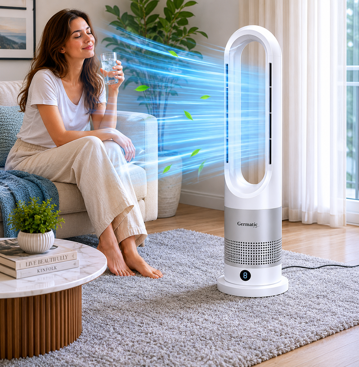 Мобільний безлопатевий вентилятор Germatic 2в1 автоповорот 80° / Кондиціонер зима-літо AM-030JR 1200W+ пульт ДУ 1 Мобільний безлопатевий вентилятор Germatic 2в1 автоповорот 80° / Кондиціонер зима-літо AM-030JR 1200W+ пульт ДУ