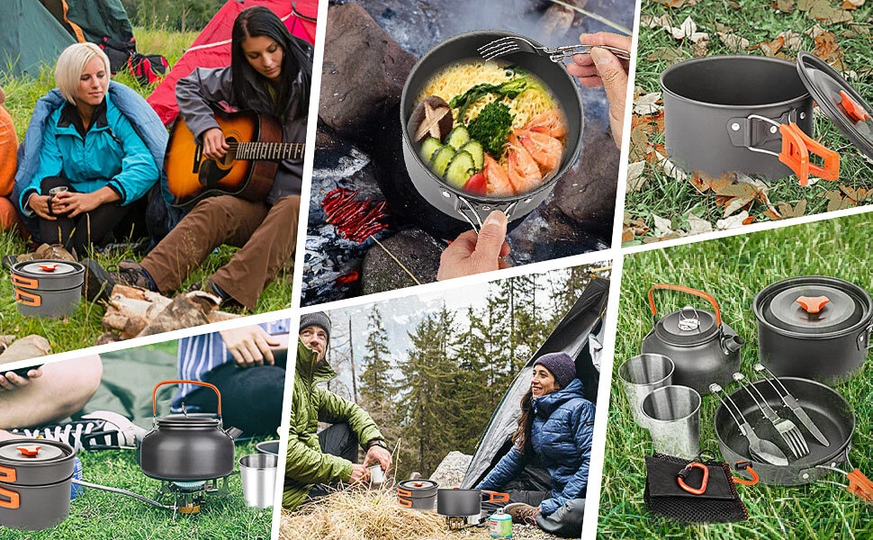 Набір туристичного посуду Camping cooking зі столовими приладами 10 в 1 / Набір посуду для походу, пікніка та риболовлі 3 Набір туристичного посуду Camping cooking зі столовими приладами 10 в 1 / Набір посуду для походу, пікніка та риболовлі - Зображення 3