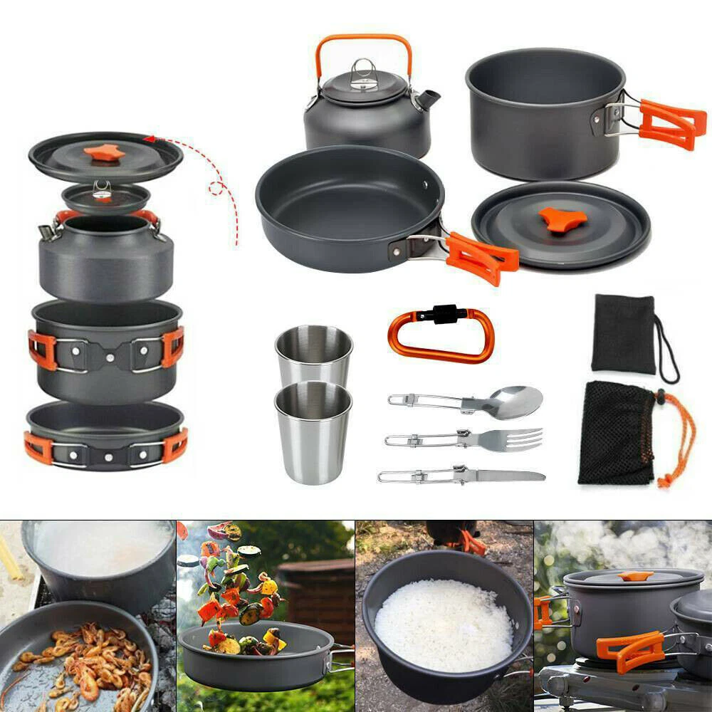 Набір туристичного посуду Camping cooking зі столовими приладами 10 в 1 / Набір посуду для походу, пікніка та риболовлі 2 Набір туристичного посуду Camping cooking зі столовими приладами 10 в 1 / Набір посуду для походу, пікніка та риболовлі - Зображення 2