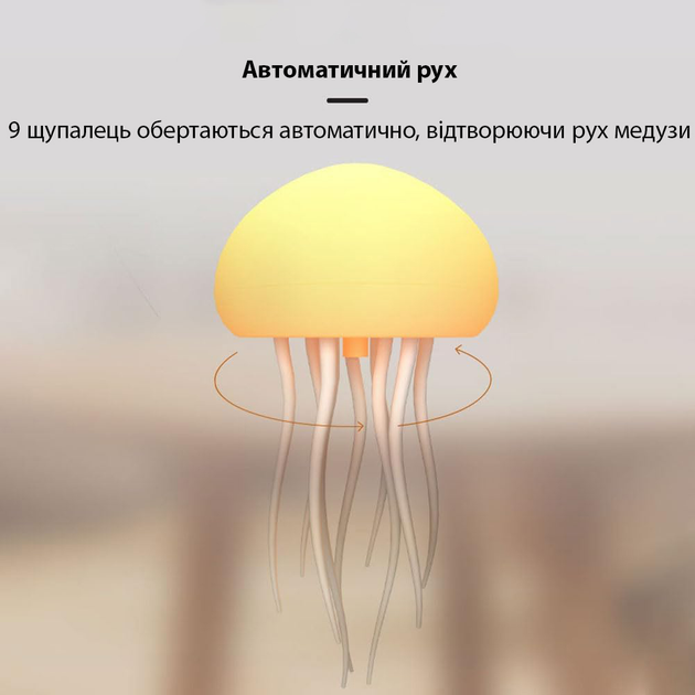 Настільна лампа нічник у вигляді медузи з рухами, обертами та передачею кольорів RGB 6 Настільна лампа нічник у вигляді медузи з рухами, обертами та передачею кольорів RGB - Зображення 6