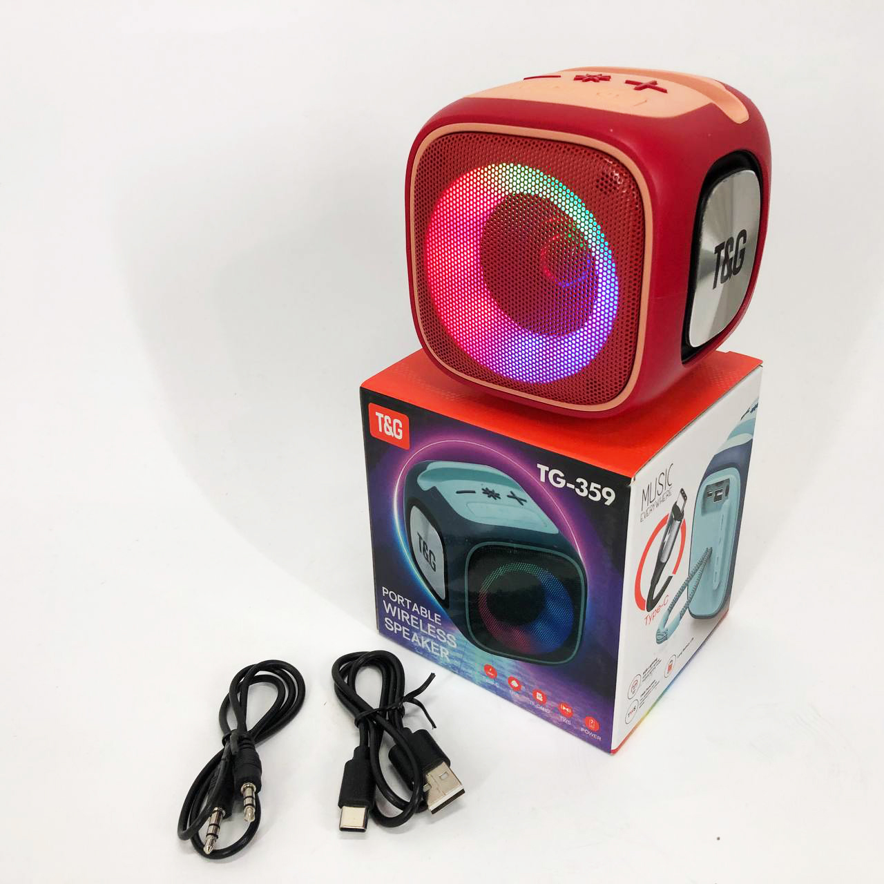Портативна Bluetooth колонка TG359 7W з RGB підсвічуванням, Гучна блютуз колонка. Колір: червоний - Зображення 6