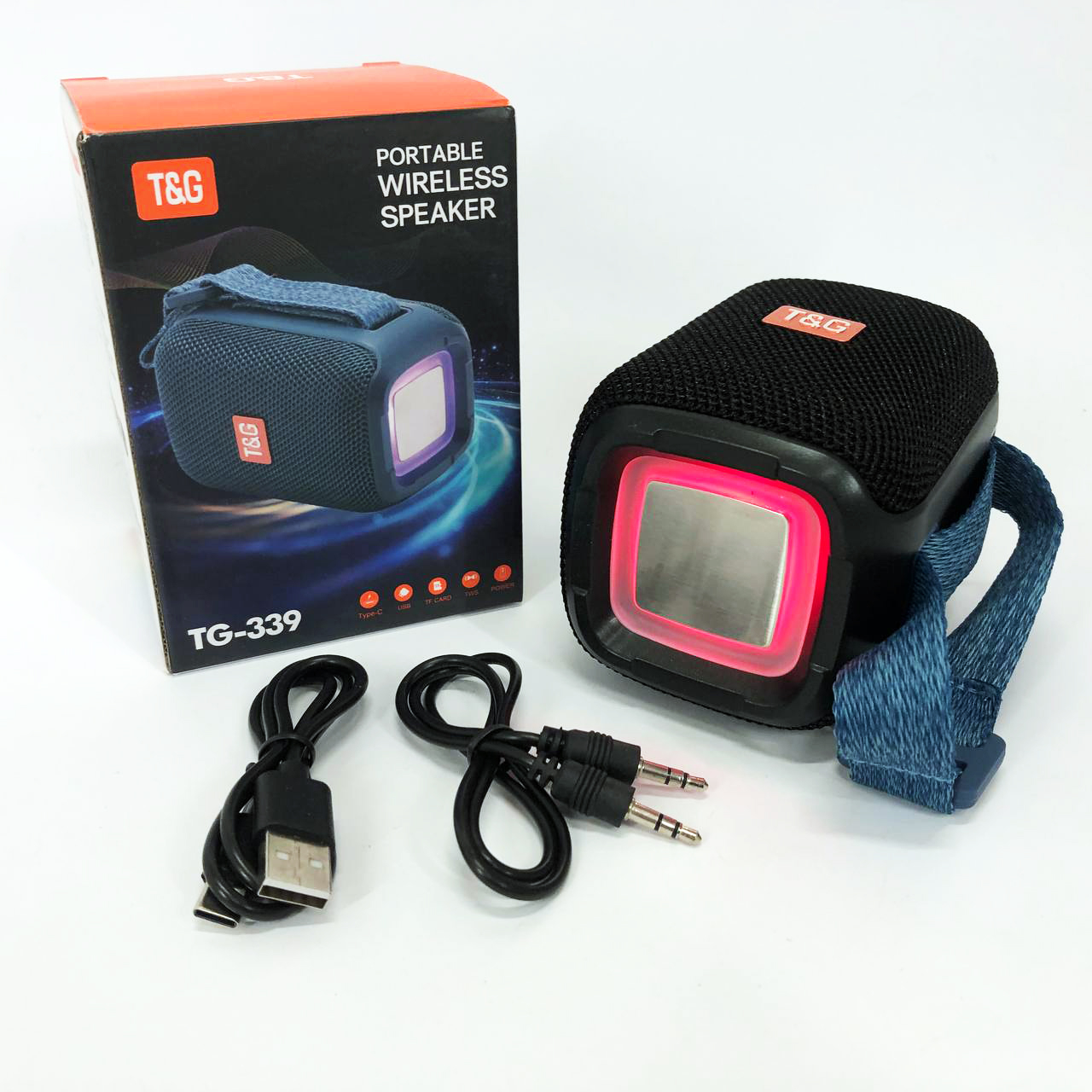 Портативна колонка Bluetooth TG339 5W з RGB підсвічуванням, Акумуляторна колонка для музики. Колір: чорний - Зображення 5