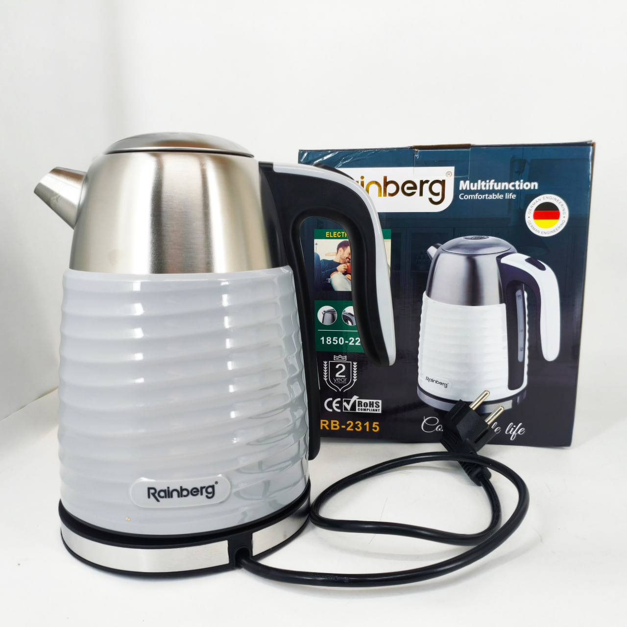 Чайник електричний Rainberg RB-2315 1.8л 2200Вт Gray 4 Чайник електричний Rainberg RB-2315 1.8л 2200Вт Gray - Зображення 4