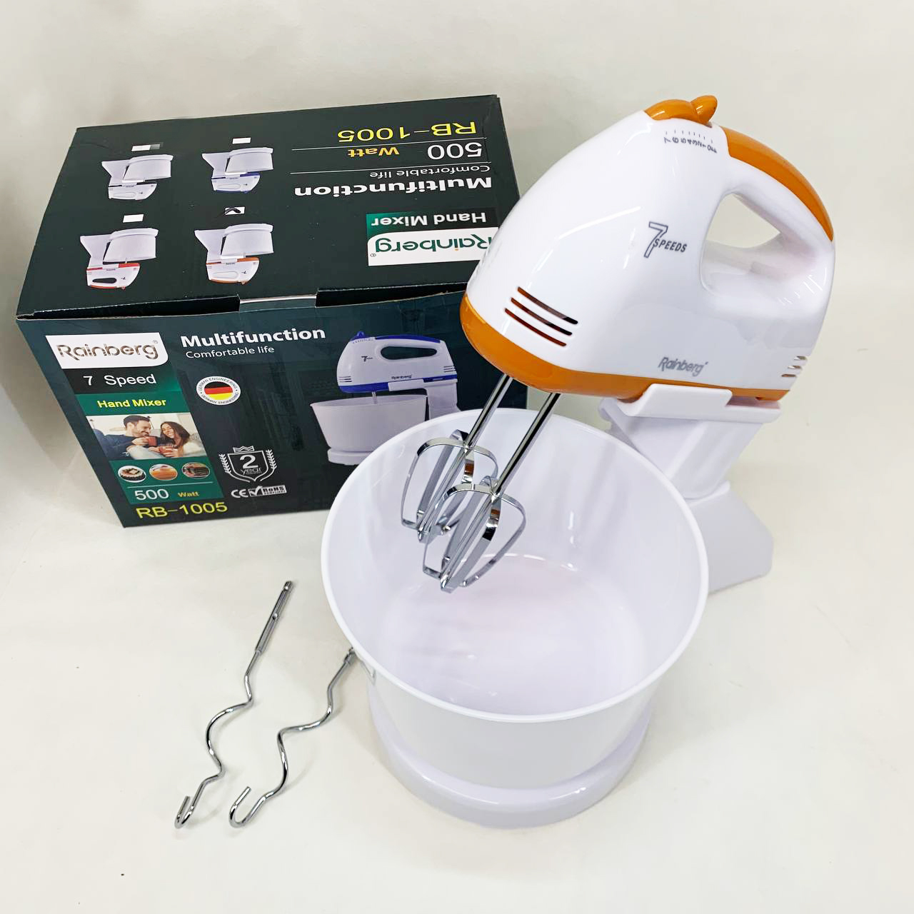 Міксер 7 швидкостей із чашею 2 л Rainberg RB-1005 500Вт Orange - Зображення 7
