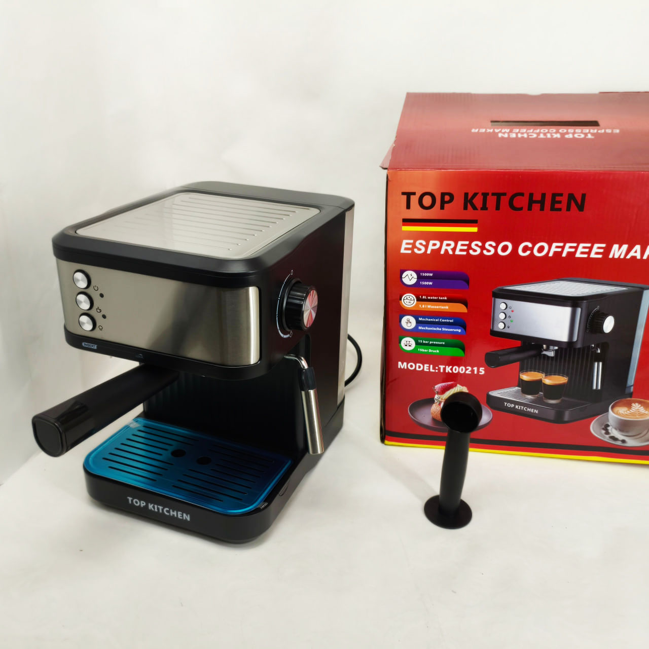 Кавоварка Еспресо Top Kitchen TK00215 ріжкова 1500Вт 1,8л 1-3 чашки еспресо 15 Бар 4 Кавоварка Еспресо Top Kitchen TK00215 ріжкова 1500Вт 1,8л 1-3 чашки еспресо 15 Бар - Зображення 4