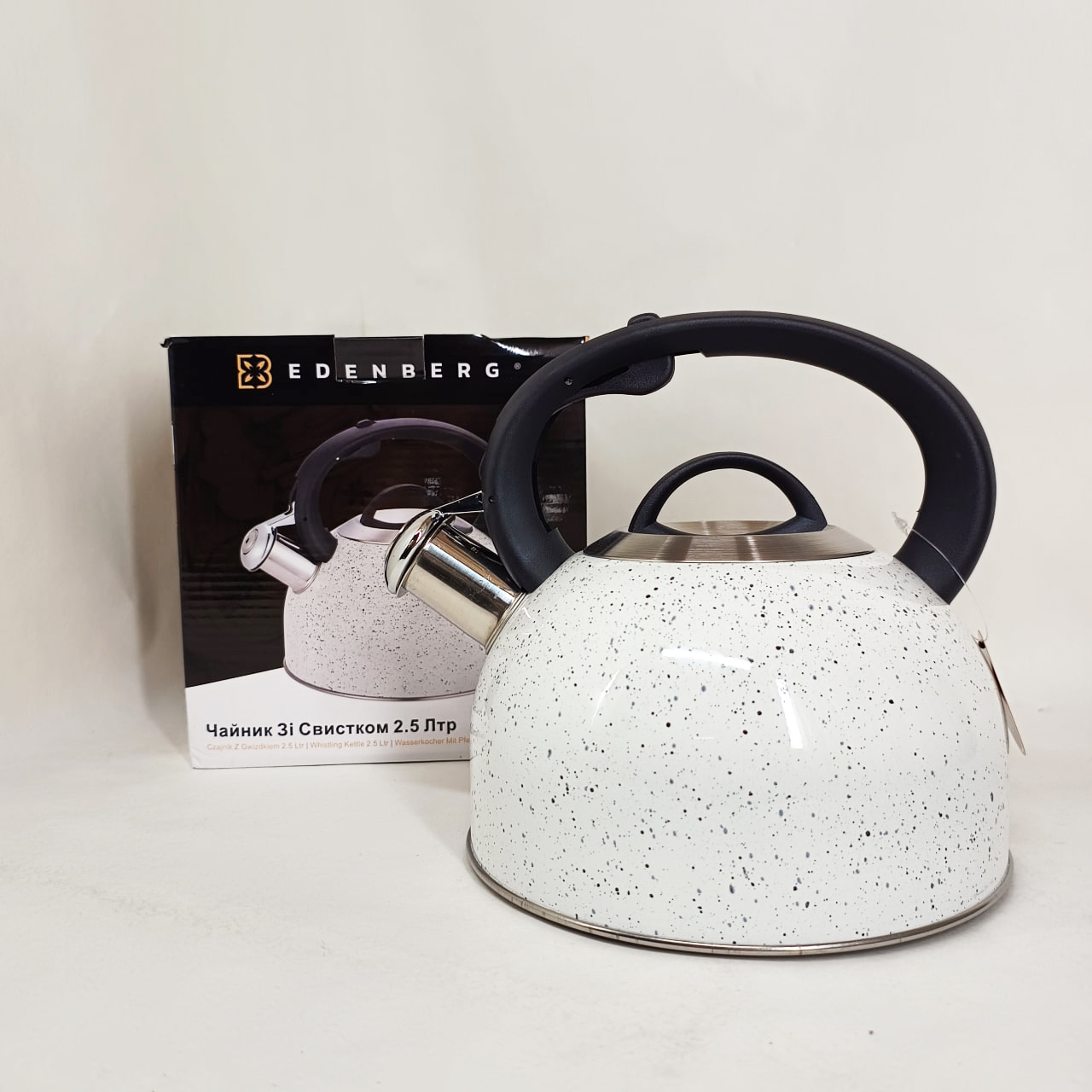 Чайник зі свистком Edenberg EB-1440 з мармуровим покриттям 2.5л White - Зображення 7