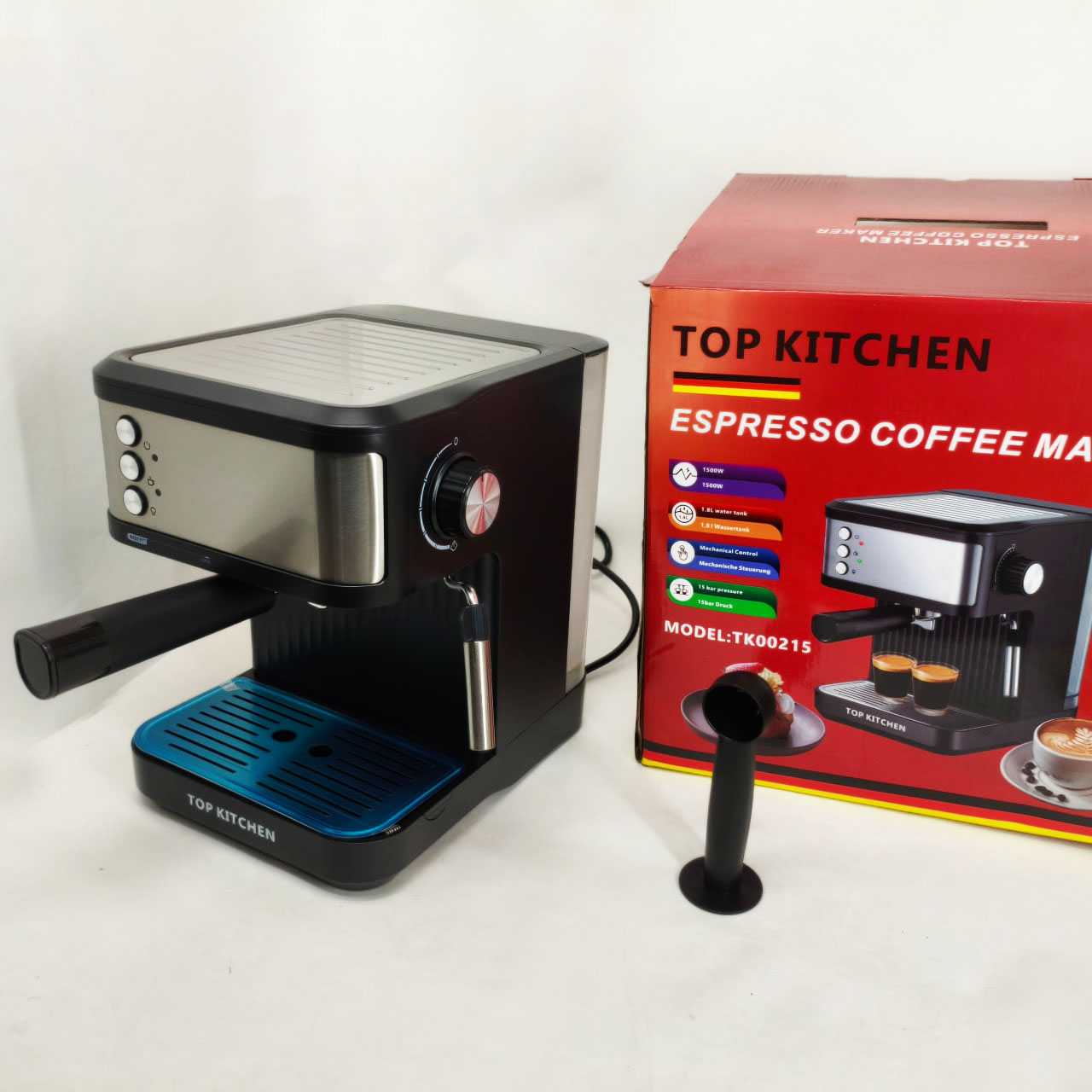 Кавоварка Еспресо Top Kitchen TK00215 ріжкова 1500Вт 1,8л 1-3 чашки еспресо 15 Бар 3 Кавоварка Еспресо Top Kitchen TK00215 ріжкова 1500Вт 1,8л 1-3 чашки еспресо 15 Бар - Зображення 3