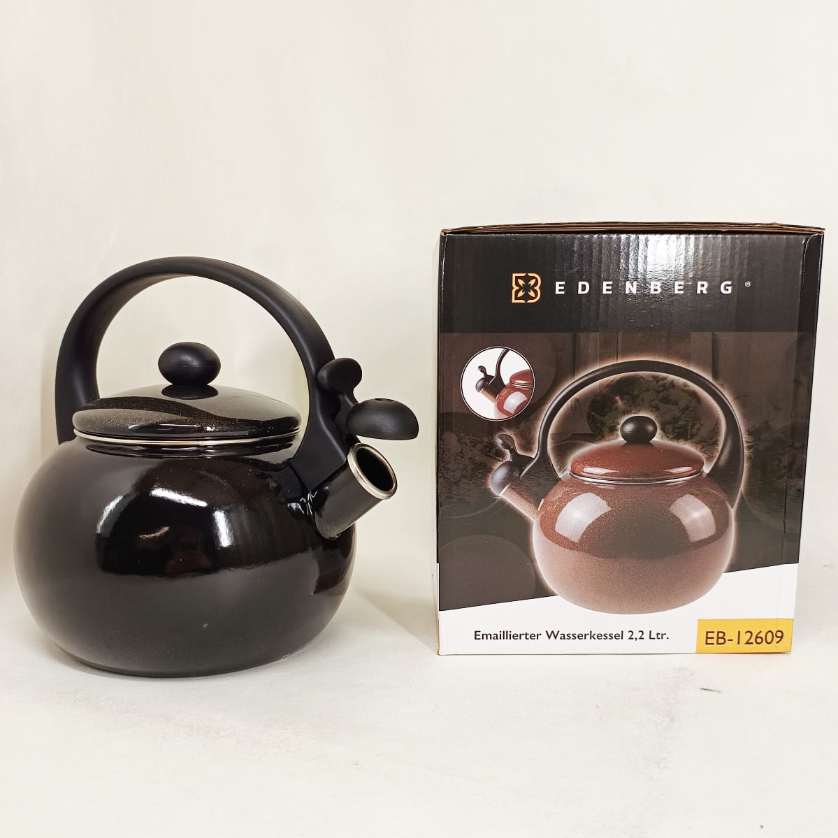 Емальований чайник Edenberg EB-12609 2.2л зі свистком Black - Зображення 5