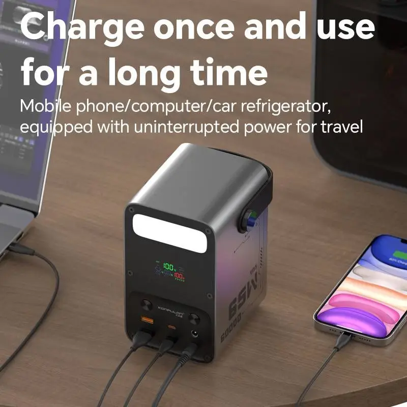 Потужний PowerBank 60000 mAh 65W PD для ноутбуків із DC-виходом та ліхтарем 3 Потужний PowerBank 60000 mAh 65W PD для ноутбуків із DC-виходом та ліхтарем - Зображення 3