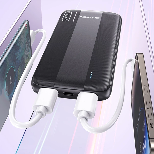 Портативний акумулятор AWEI P20K 10000mAh 2USB / Повербанк для телефону - Зображення 3
