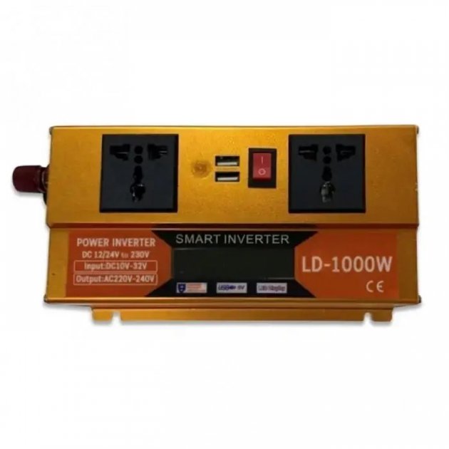 Перетворювач Інвертор 1000W 12V/24V + LCD, золотий - Зображення 4
