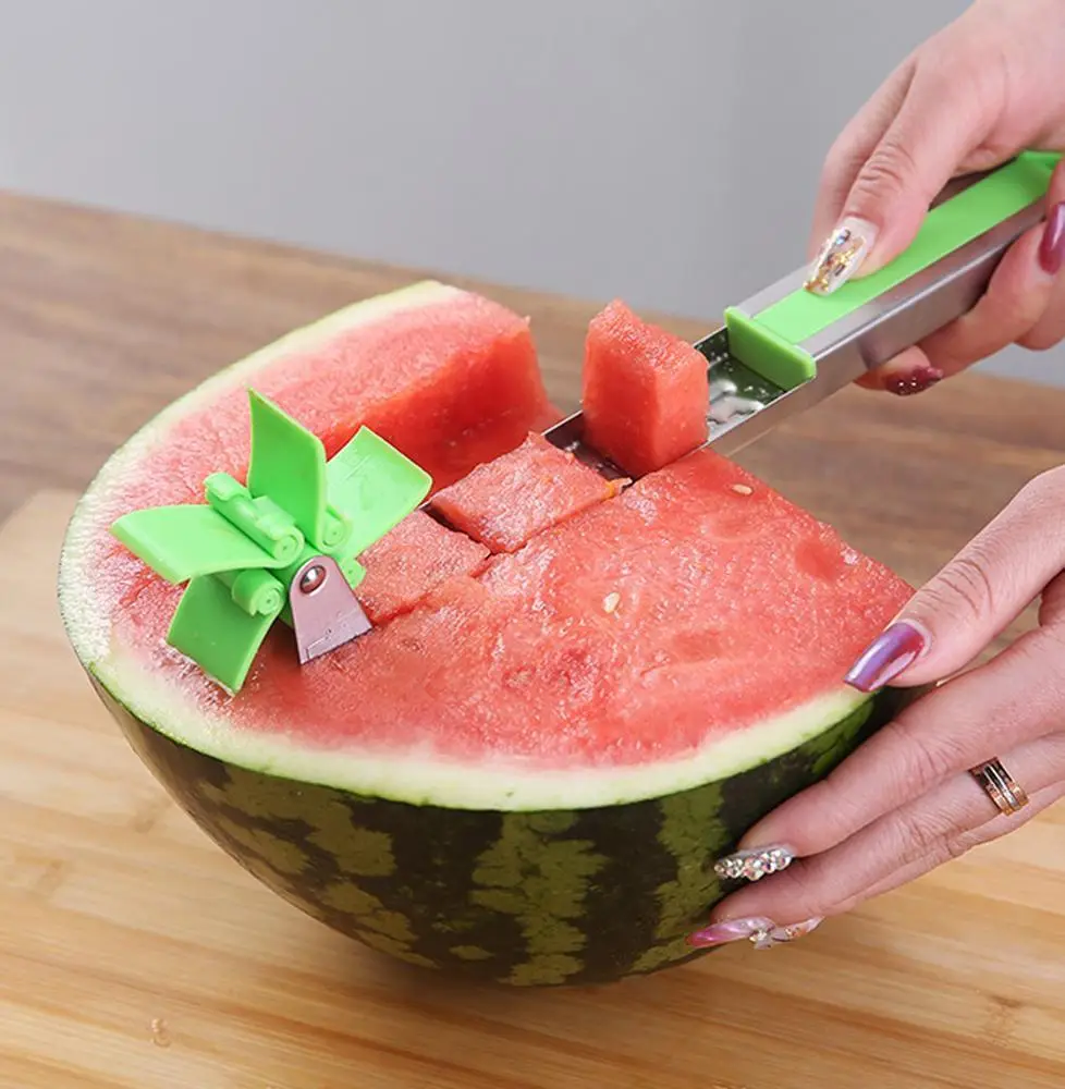 Пристрої для нарізки кавуна та дині SUNROZ Watermelon Slicer ніж-слайсер Зелений 1 Пристрої для нарізки кавуна та дині SUNROZ Watermelon Slicer ніж-слайсер Зелений