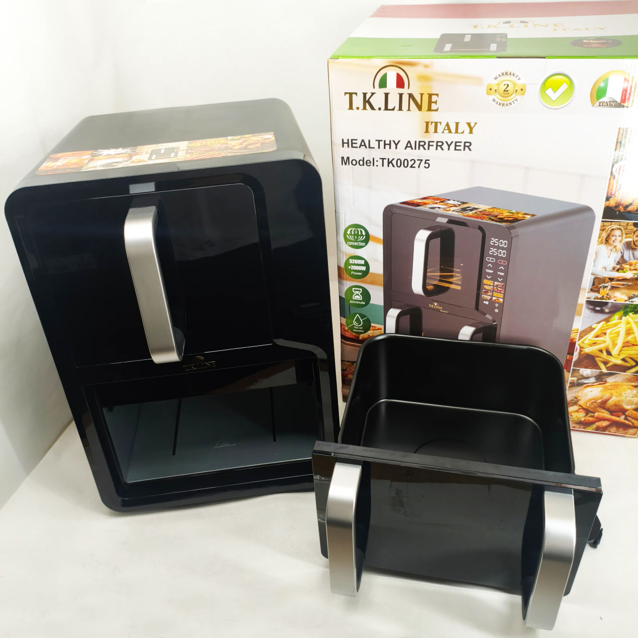 Двокамерна аерофритюрниця T.K.Line TK00275 12л і 6л потужність 5200Вт + 2000Вт 3 Двокамерна аерофритюрниця T.K.Line TK00275 12л і 6л потужність 5200Вт + 2000Вт - Зображення 3