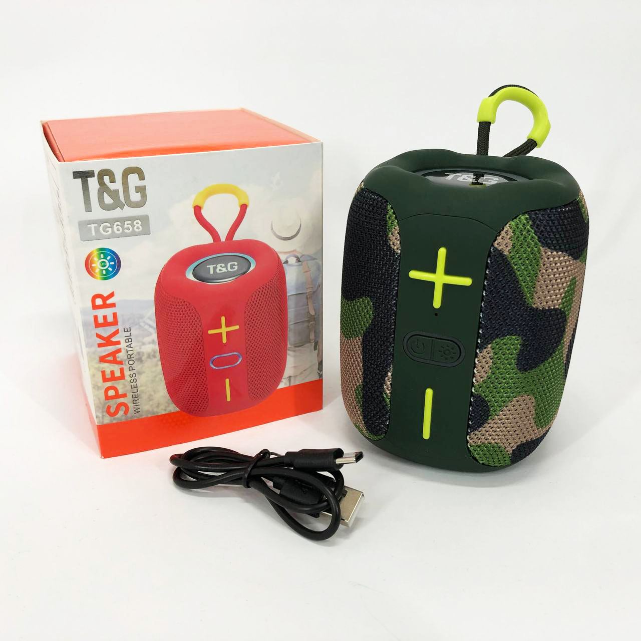 Портативна Bluetooth колонка TG658 8W з RGB підсвічуванням, Гучна блютуз колонка. Колір: камуфляж - Зображення 5