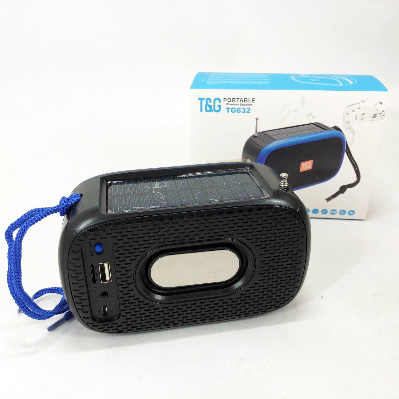Bluetooth-колонка TG632 з радіо, ліхтарем, сонячною батареєю та гучномовцем. Колір: синій - Зображення 5