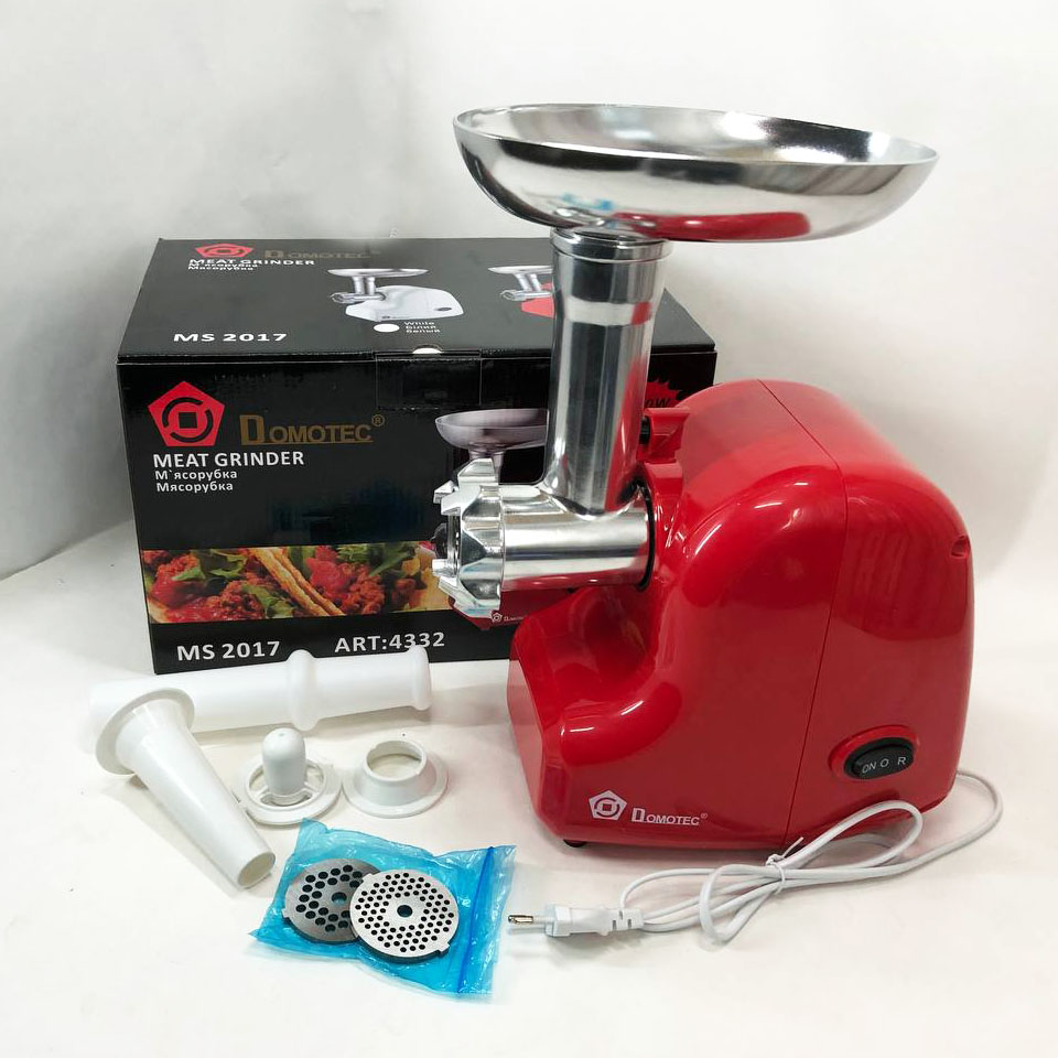 Кухонна електрична м'ясорубка Domotec MS-2017 з реверсом 2500Вт, м'ясорубка для шатківниці Red - Зображення 3