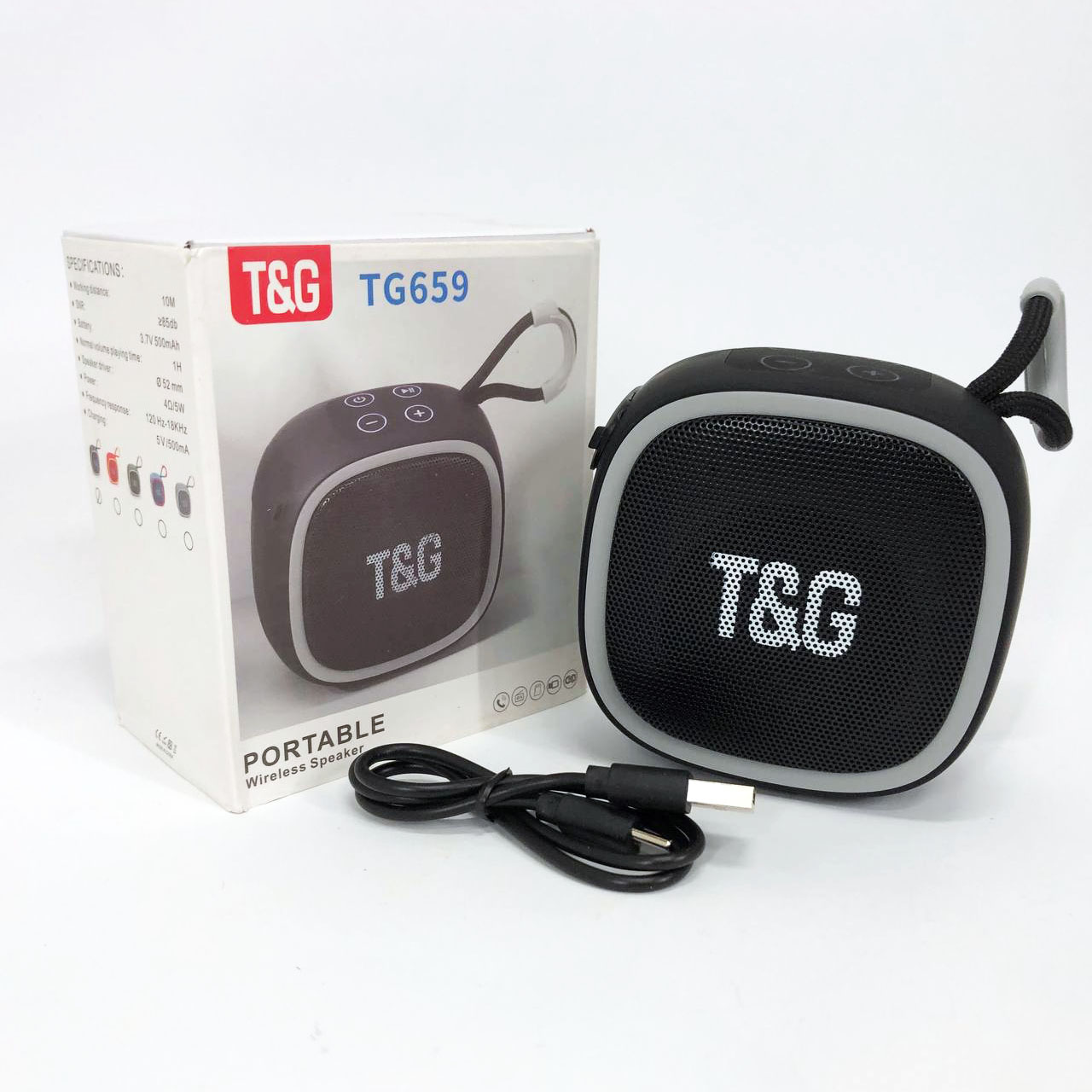 Портативна Bluetooth-колонка TG659 з ремінцем, Bluetooth колонка для вулиці. Колір: чорний - Зображення 6