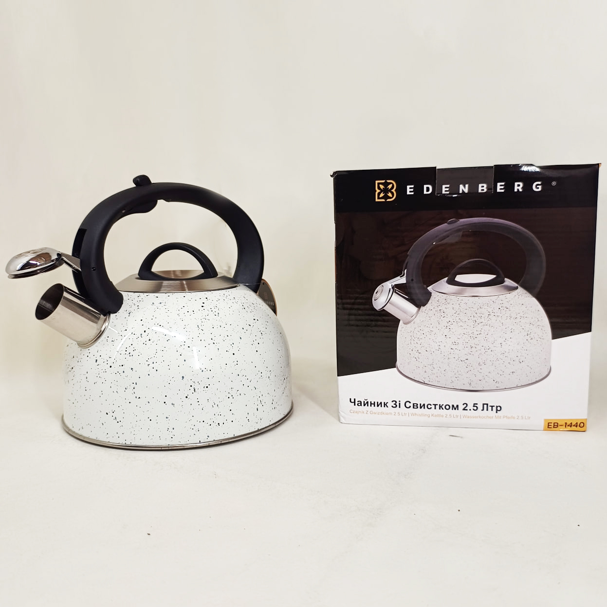 Чайник зі свистком Edenberg EB-1440 з мармуровим покриттям 2.5л White - Зображення 5