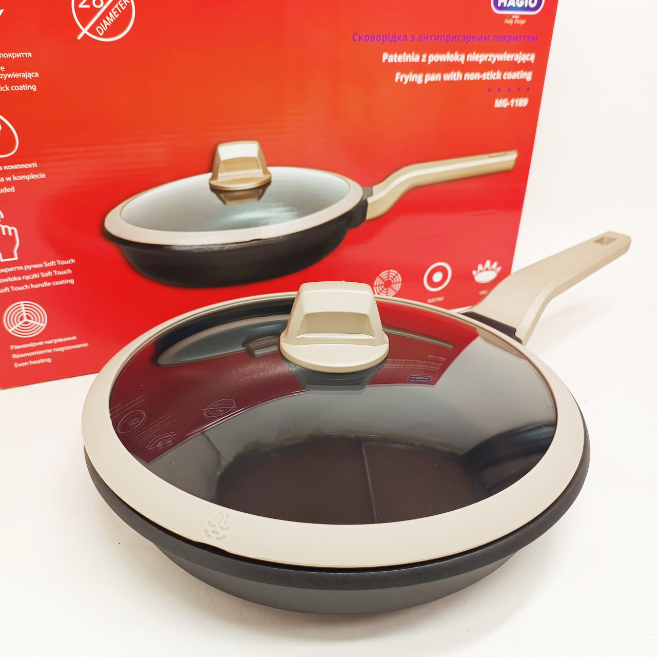 Сковорода Magio MG-1189 28 см з кришкою - Зображення 6