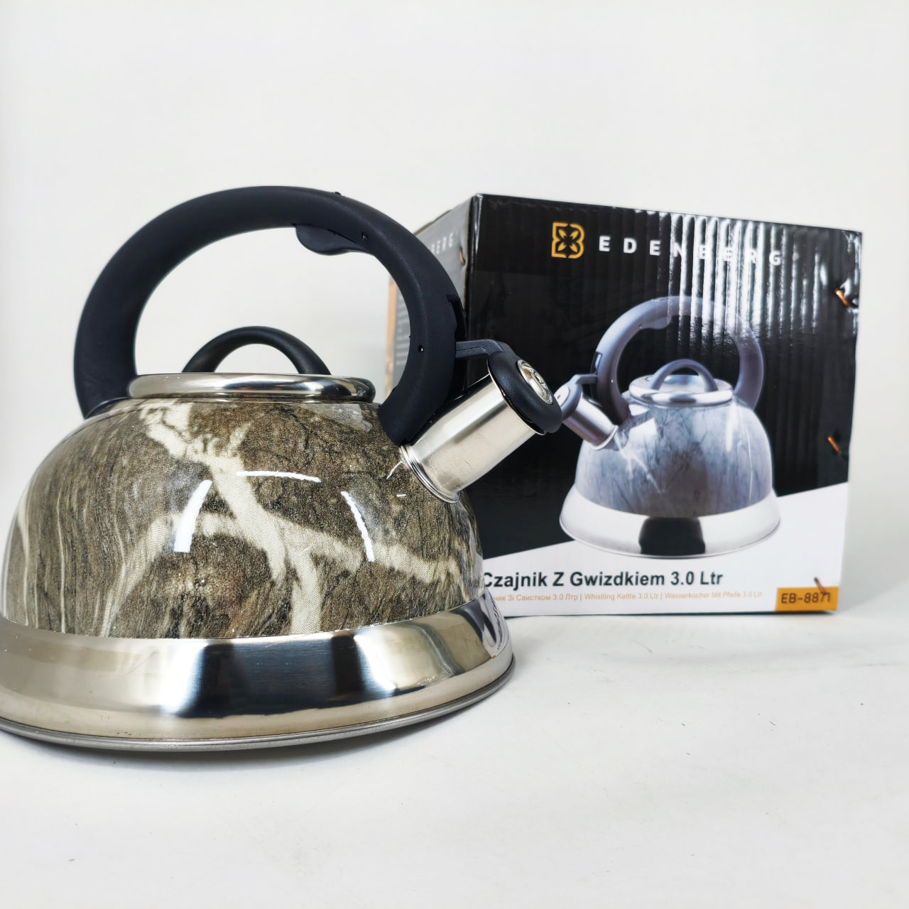 Чайник Edenberg EB-8871 із нержавіючої сталі зі свистком 3л Gray 2 Чайник Edenberg EB-8871 із нержавіючої сталі зі свистком 3л Gray - Зображення 2
